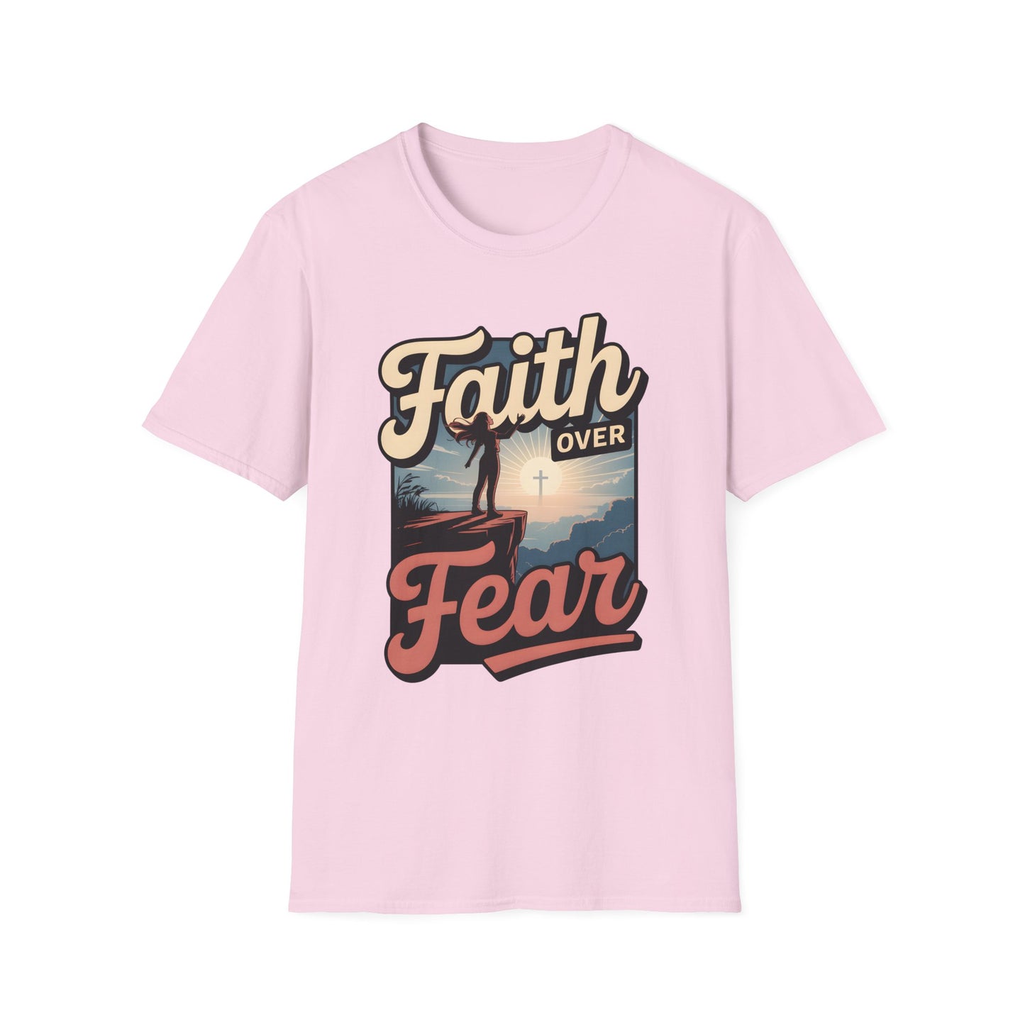 Faith Over Fear Unisex Softstyle T-Shirt, Inspirational Tees, Motivational Shirt, Gift for Faith, Spiritual Apparel, Everyday Wear