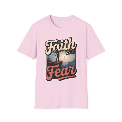 Faith Over Fear Unisex Softstyle T-Shirt, Inspirational Tees, Motivational Shirt, Gift for Faith, Spiritual Apparel, Everyday Wear