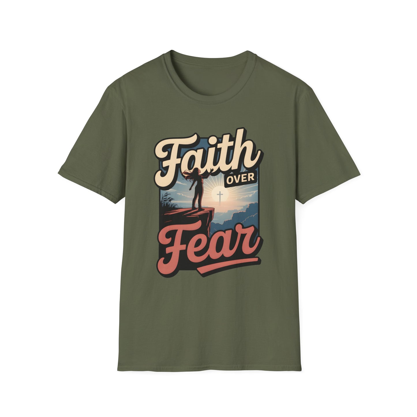 Faith Over Fear Unisex Softstyle T-Shirt, Inspirational Tees, Motivational Shirt, Gift for Faith, Spiritual Apparel, Everyday Wear