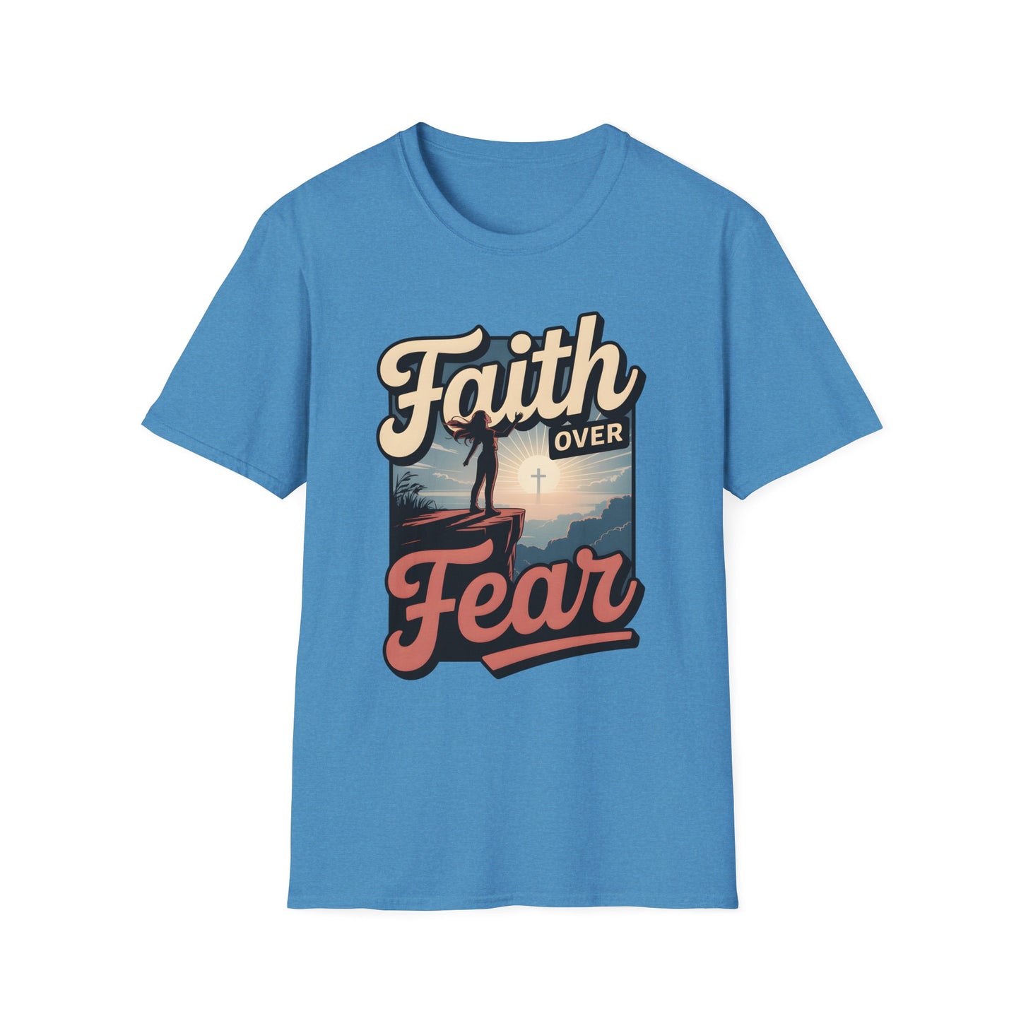 Faith Over Fear Unisex Softstyle T-Shirt, Inspirational Tees, Motivational Shirt, Gift for Faith, Spiritual Apparel, Everyday Wear