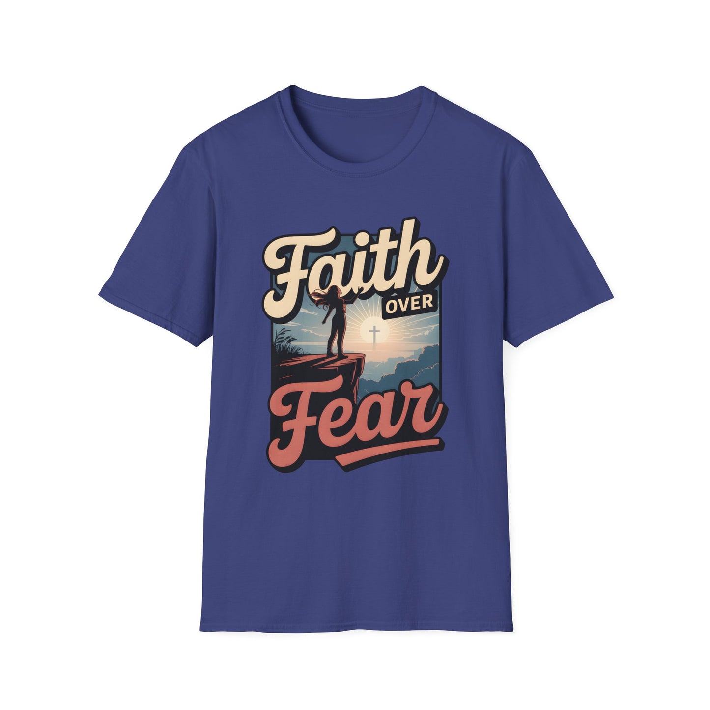 Faith Over Fear Unisex Softstyle T-Shirt, Inspirational Tees, Motivational Shirt, Gift for Faith, Spiritual Apparel, Everyday Wear