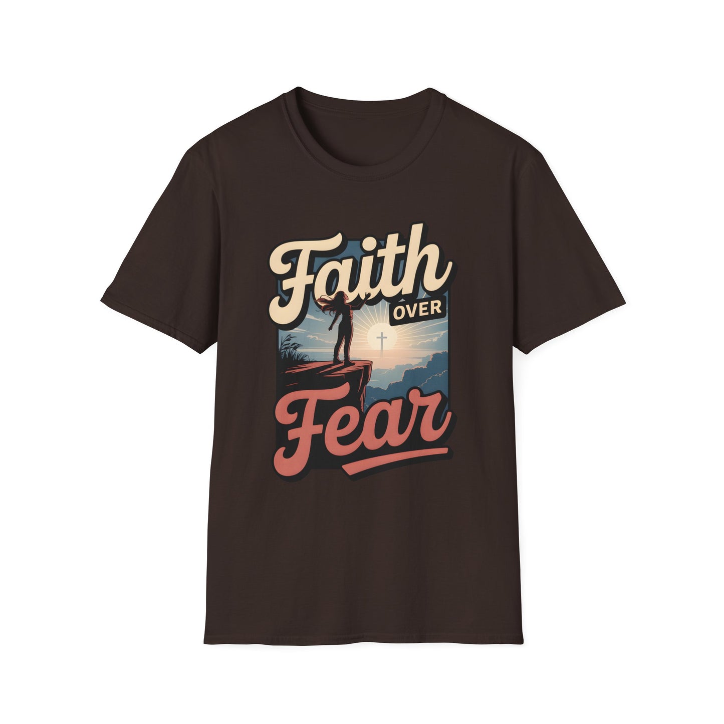 Faith Over Fear Unisex Softstyle T-Shirt, Inspirational Tees, Motivational Shirt, Gift for Faith, Spiritual Apparel, Everyday Wear