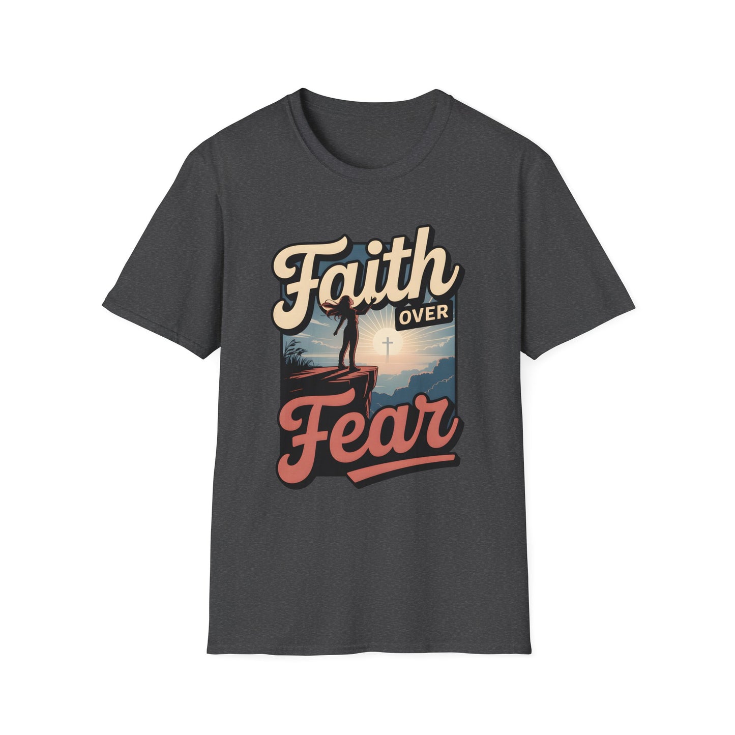 Faith Over Fear Unisex Softstyle T-Shirt, Inspirational Tees, Motivational Shirt, Gift for Faith, Spiritual Apparel, Everyday Wear