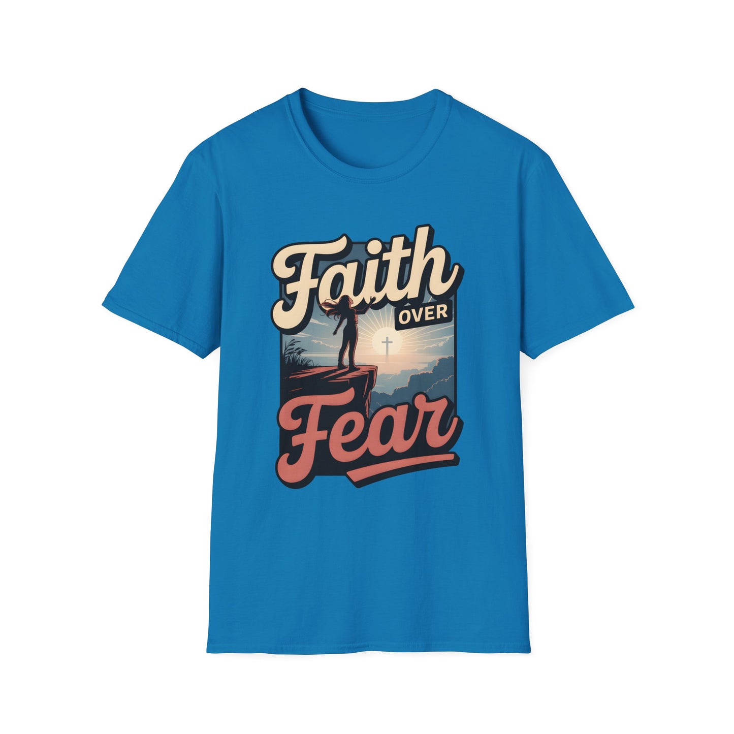 Faith Over Fear Unisex Softstyle T-Shirt, Inspirational Tees, Motivational Shirt, Gift for Faith, Spiritual Apparel, Everyday Wear