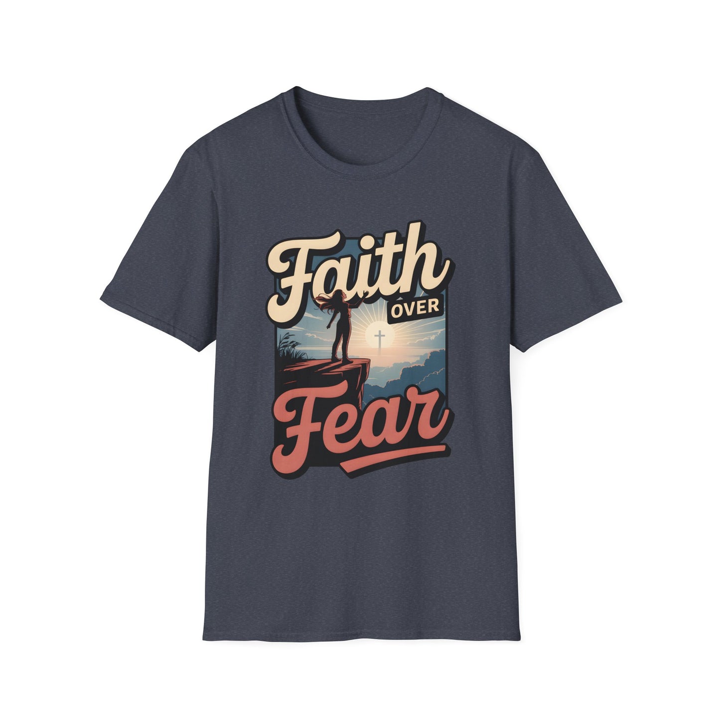 Faith Over Fear Unisex Softstyle T-Shirt, Inspirational Tees, Motivational Shirt, Gift for Faith, Spiritual Apparel, Everyday Wear