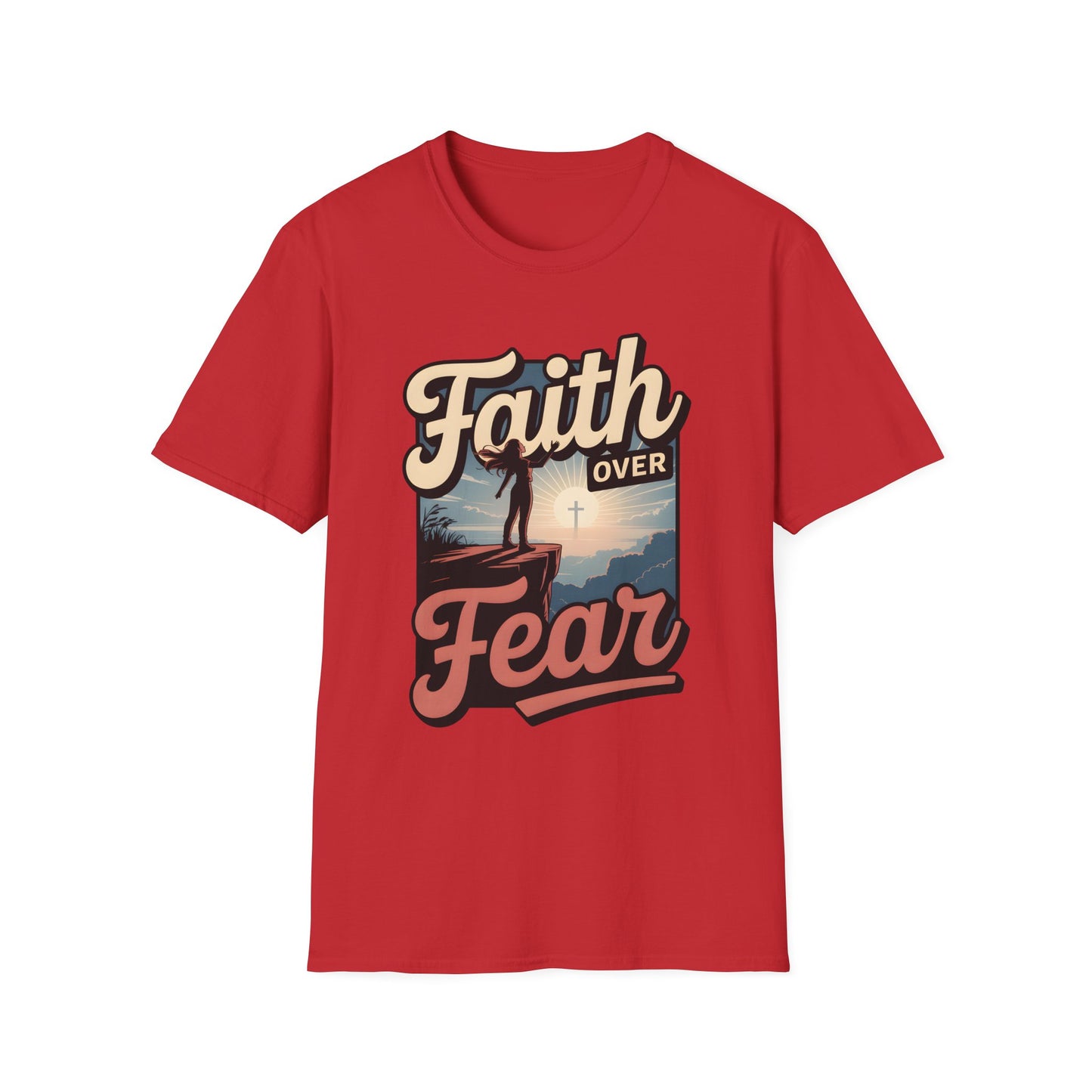 Faith Over Fear Unisex Softstyle T-Shirt, Inspirational Tees, Motivational Shirt, Gift for Faith, Spiritual Apparel, Everyday Wear