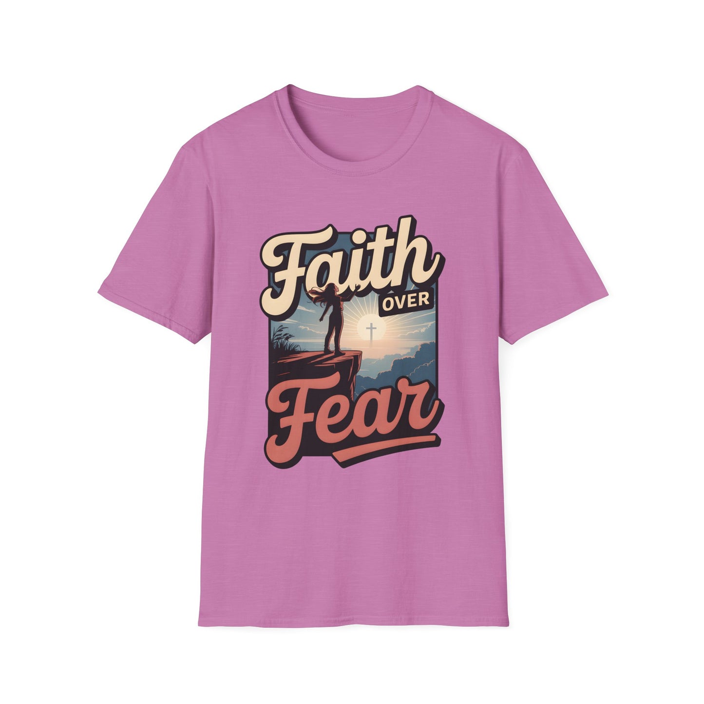 Faith Over Fear Unisex Softstyle T-Shirt, Inspirational Tees, Motivational Shirt, Gift for Faith, Spiritual Apparel, Everyday Wear