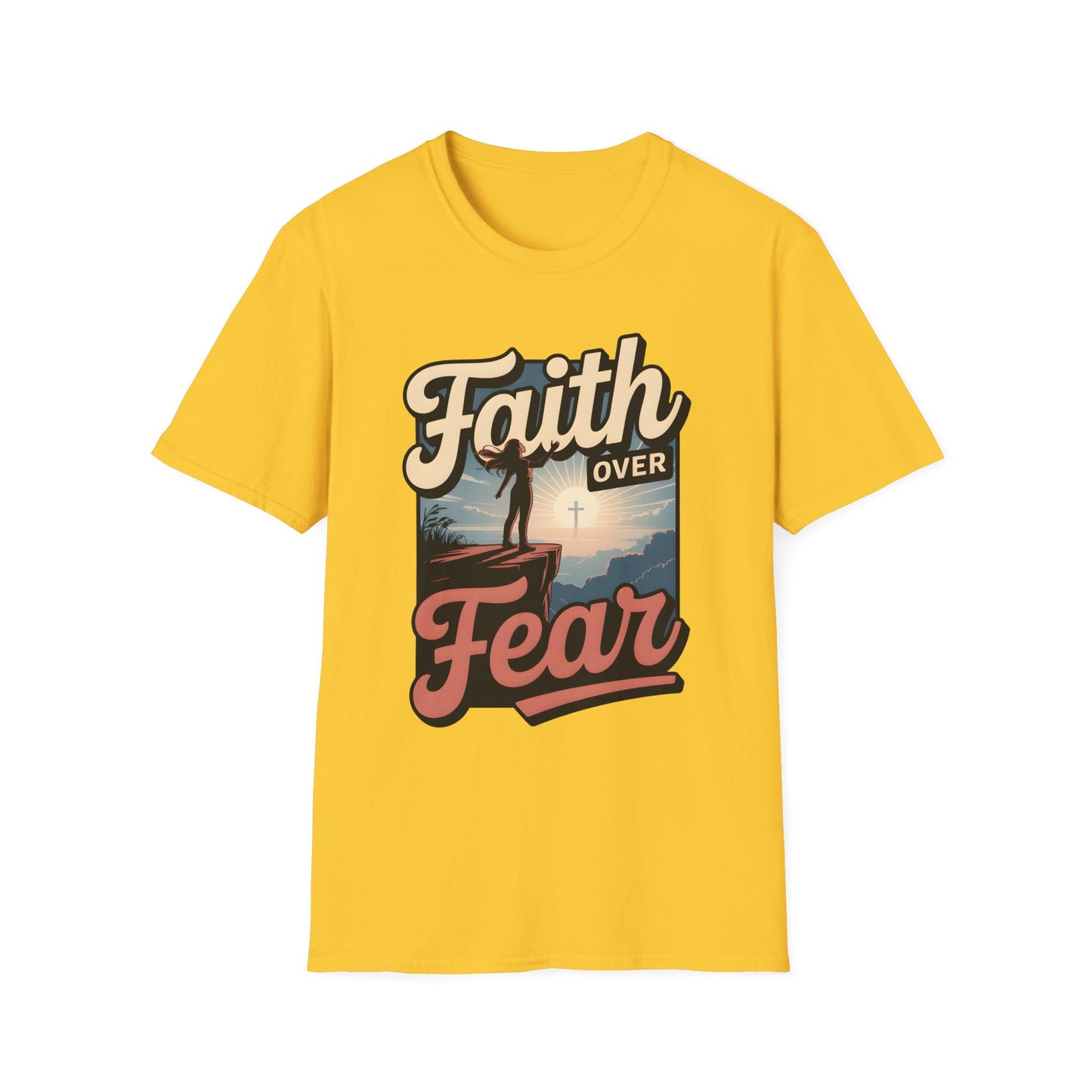Faith Over Fear Unisex Softstyle T-Shirt, Inspirational Tees, Motivational Shirt, Gift for Faith, Spiritual Apparel, Everyday Wear