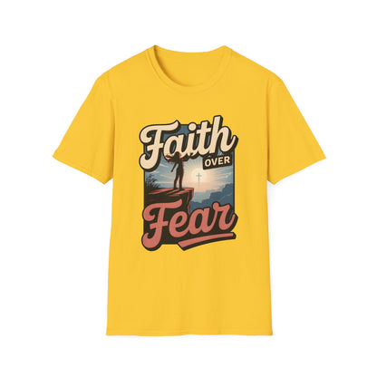 Faith Over Fear Unisex Softstyle T-Shirt, Inspirational Tees, Motivational Shirt, Gift for Faith, Spiritual Apparel, Everyday Wear
