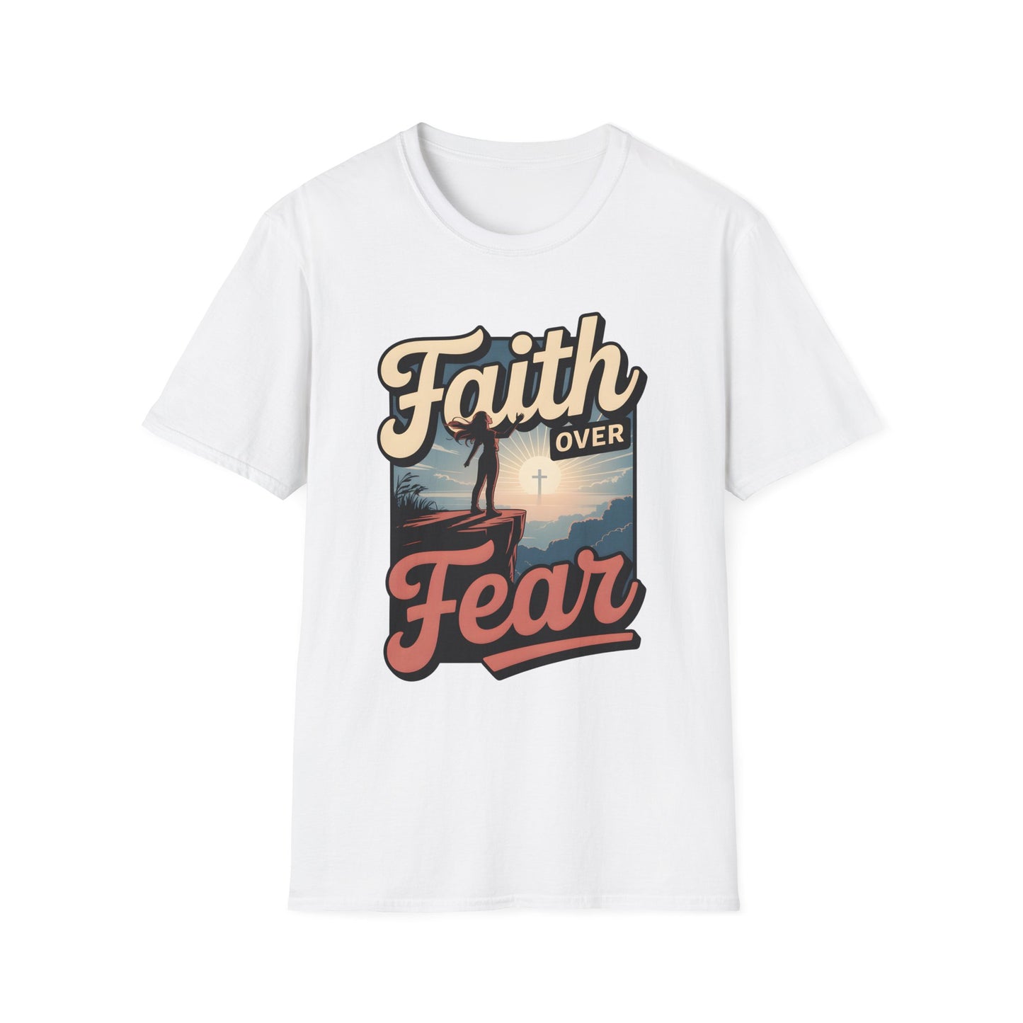 Faith Over Fear Unisex Softstyle T-Shirt, Inspirational Tees, Motivational Shirt, Gift for Faith, Spiritual Apparel, Everyday Wear