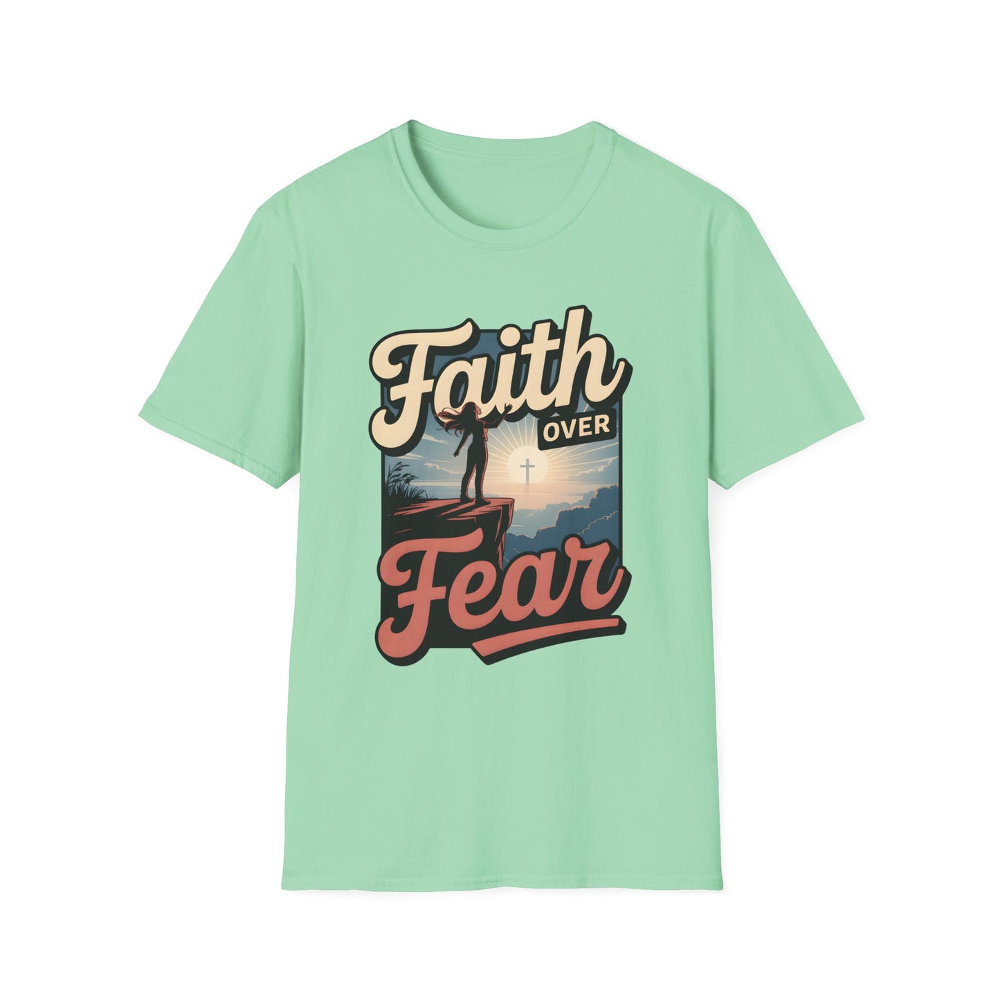 Faith Over Fear Unisex Softstyle T-Shirt, Inspirational Tees, Motivational Shirt, Gift for Faith, Spiritual Apparel, Everyday Wear