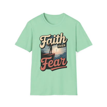 Faith Over Fear Unisex Softstyle T-Shirt, Inspirational Tees, Motivational Shirt, Gift for Faith, Spiritual Apparel, Everyday Wear